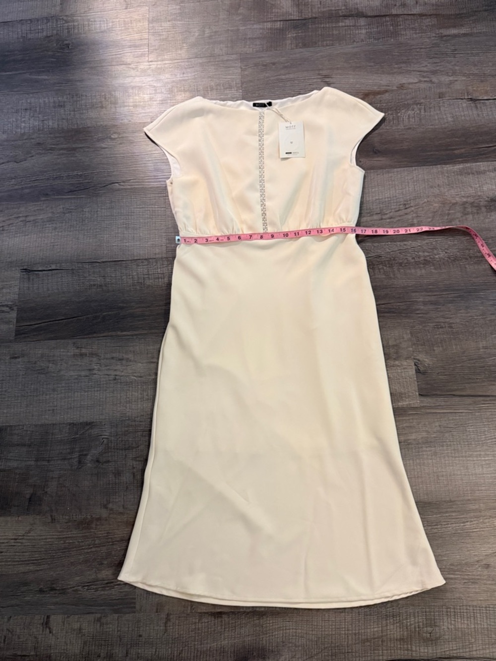 Classic Cream Midi Sheath Dress with Cap Sleeves